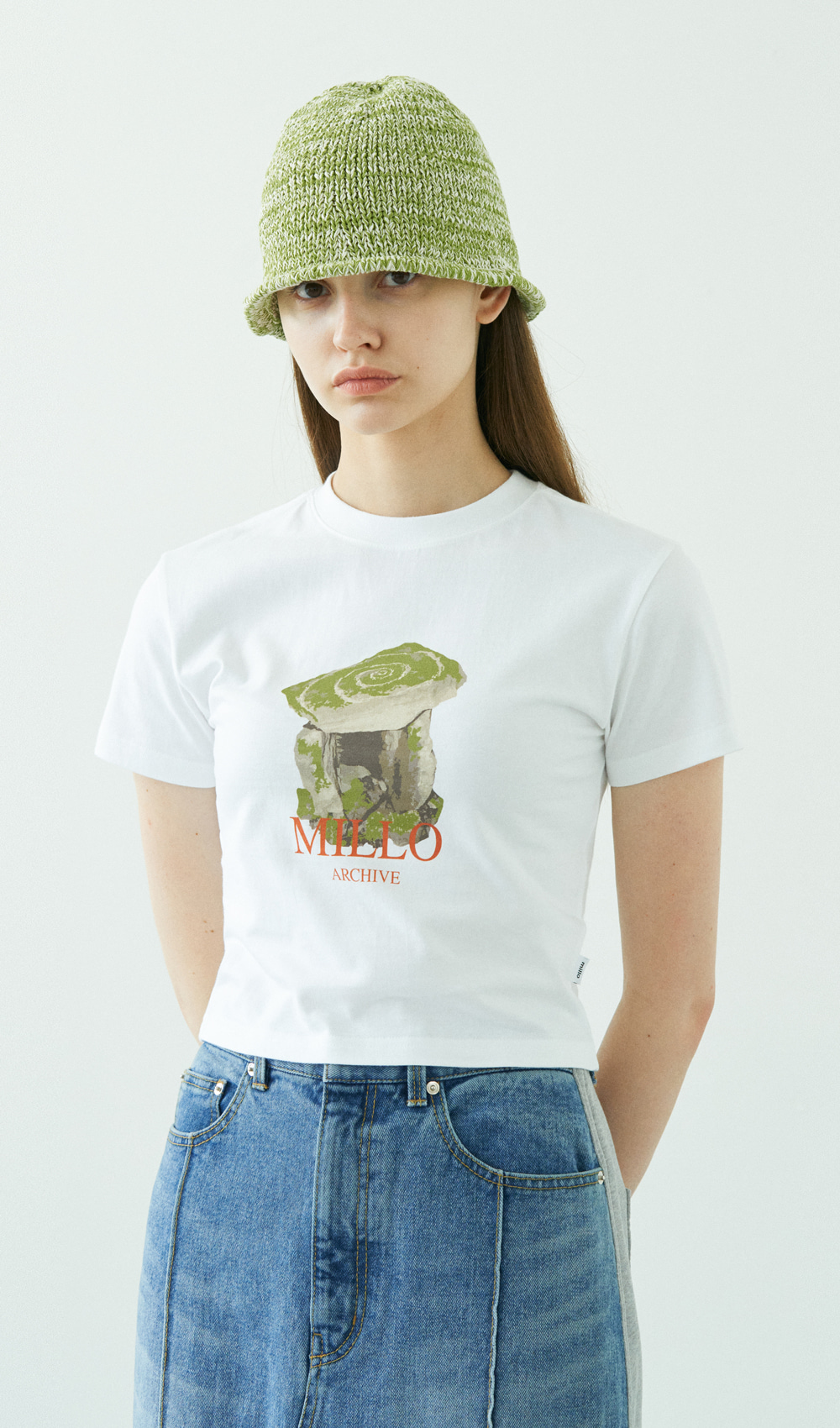 MILLO ARCHIVE [Women] 빈티지 스톤 티셔츠 [화이트]